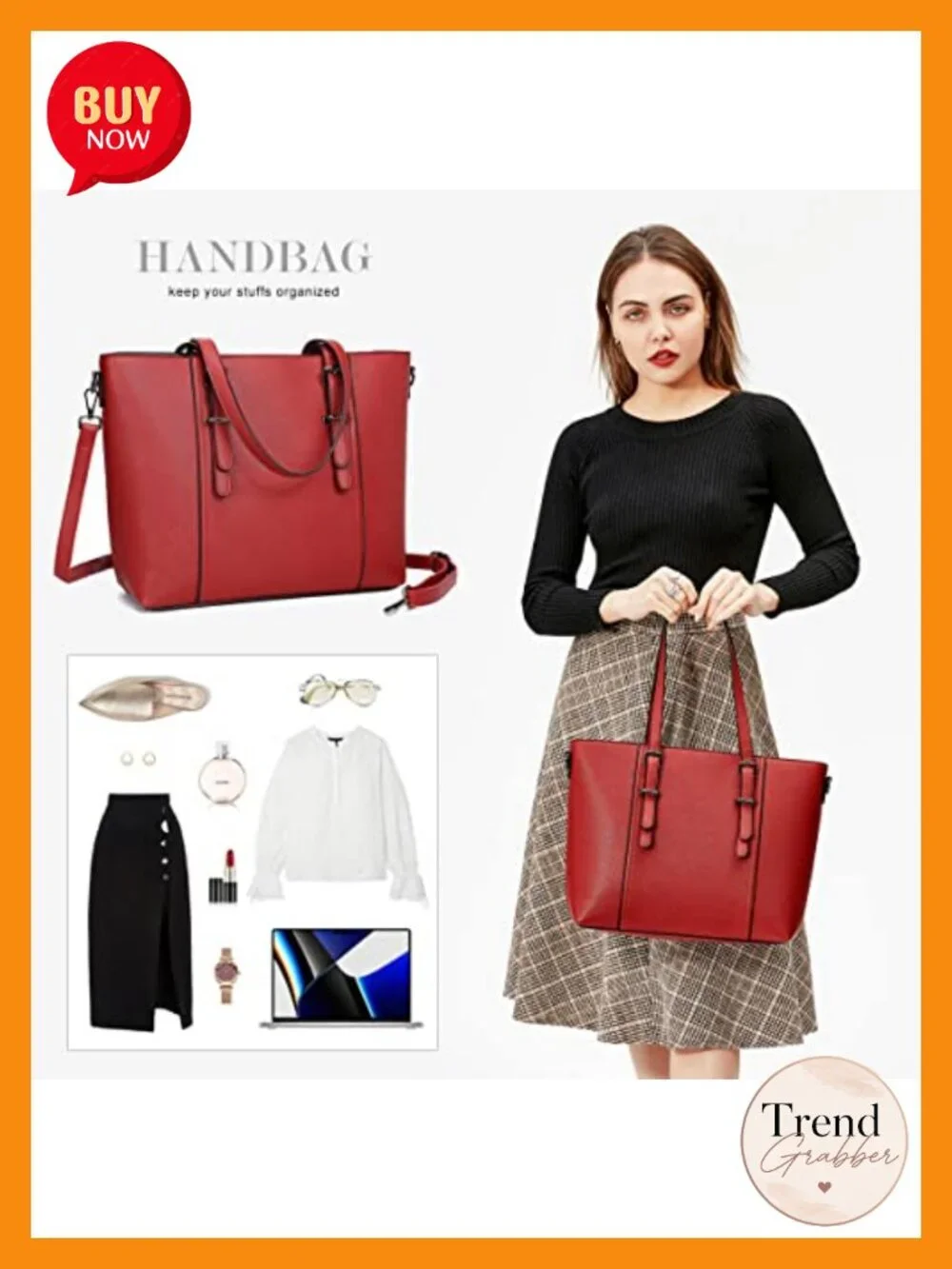 Faux Leather Satchel Handbag Purse with Adjustable Strap Tote Shoulder Bag